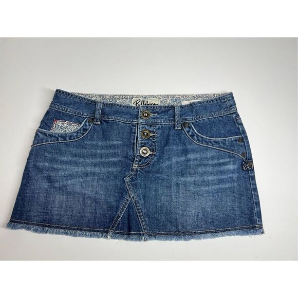 Billabong Denim Embroidered Mini Skirt Size 9 Low Rise - Picture 1 of 12